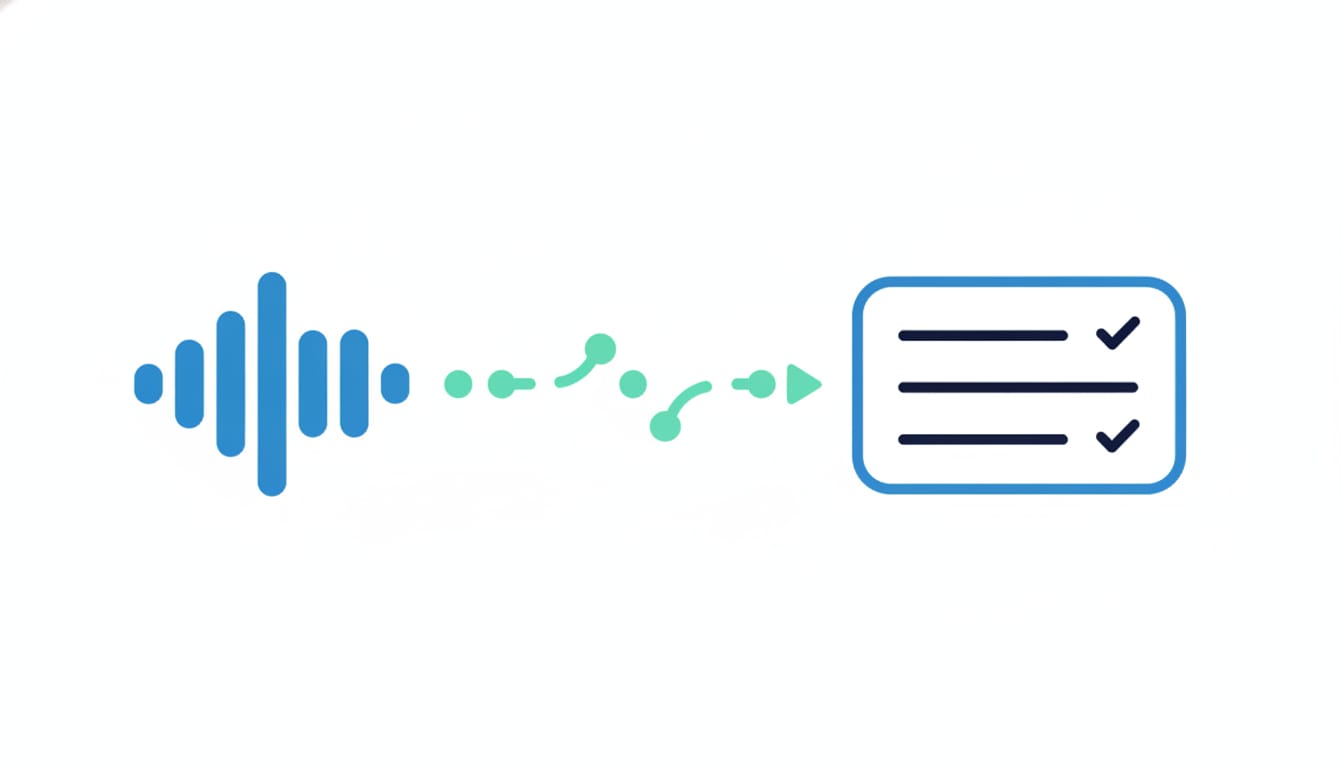 Abstract motif: a voice waveform becoming a structured report