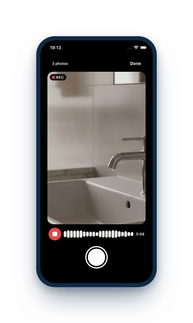 RoomCare in-app camera capturing a maintenance issue